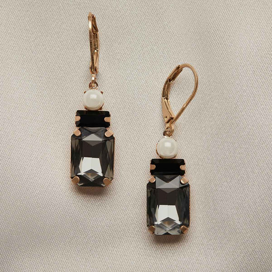 Art Deco Inspired Oblong Earrings In Black