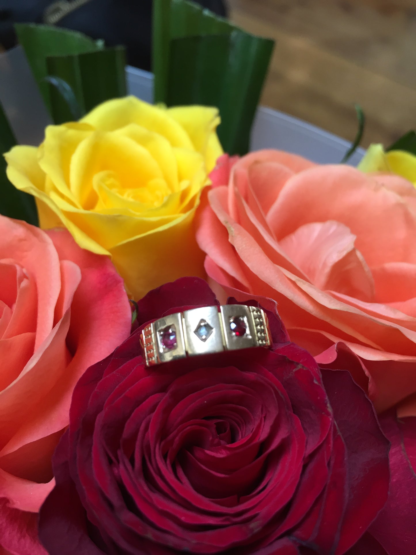 Victorian 15ct Gold, Ruby and Rose Cut Diamond Ring.