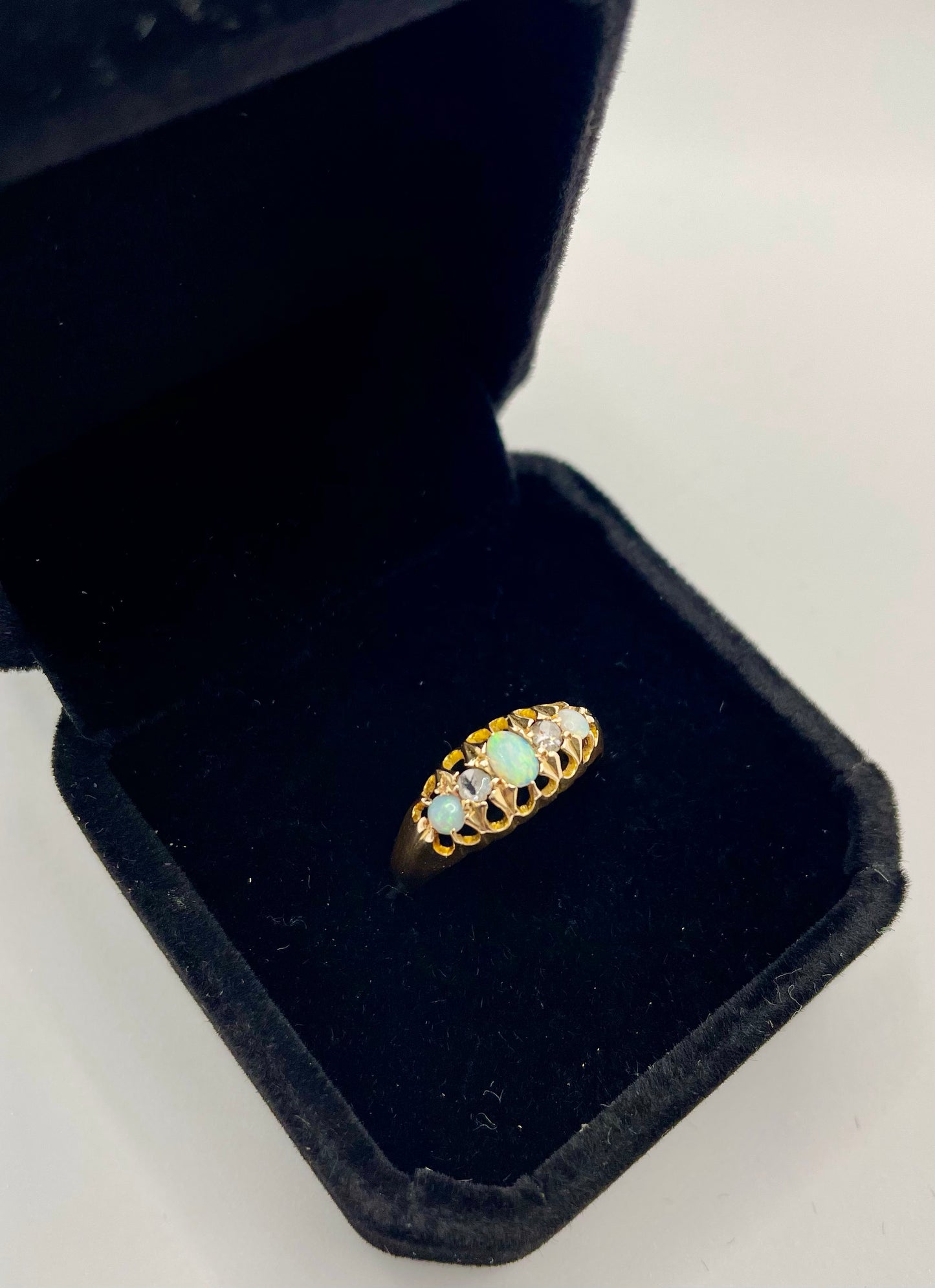 Opal and Diamond Bridge Ring