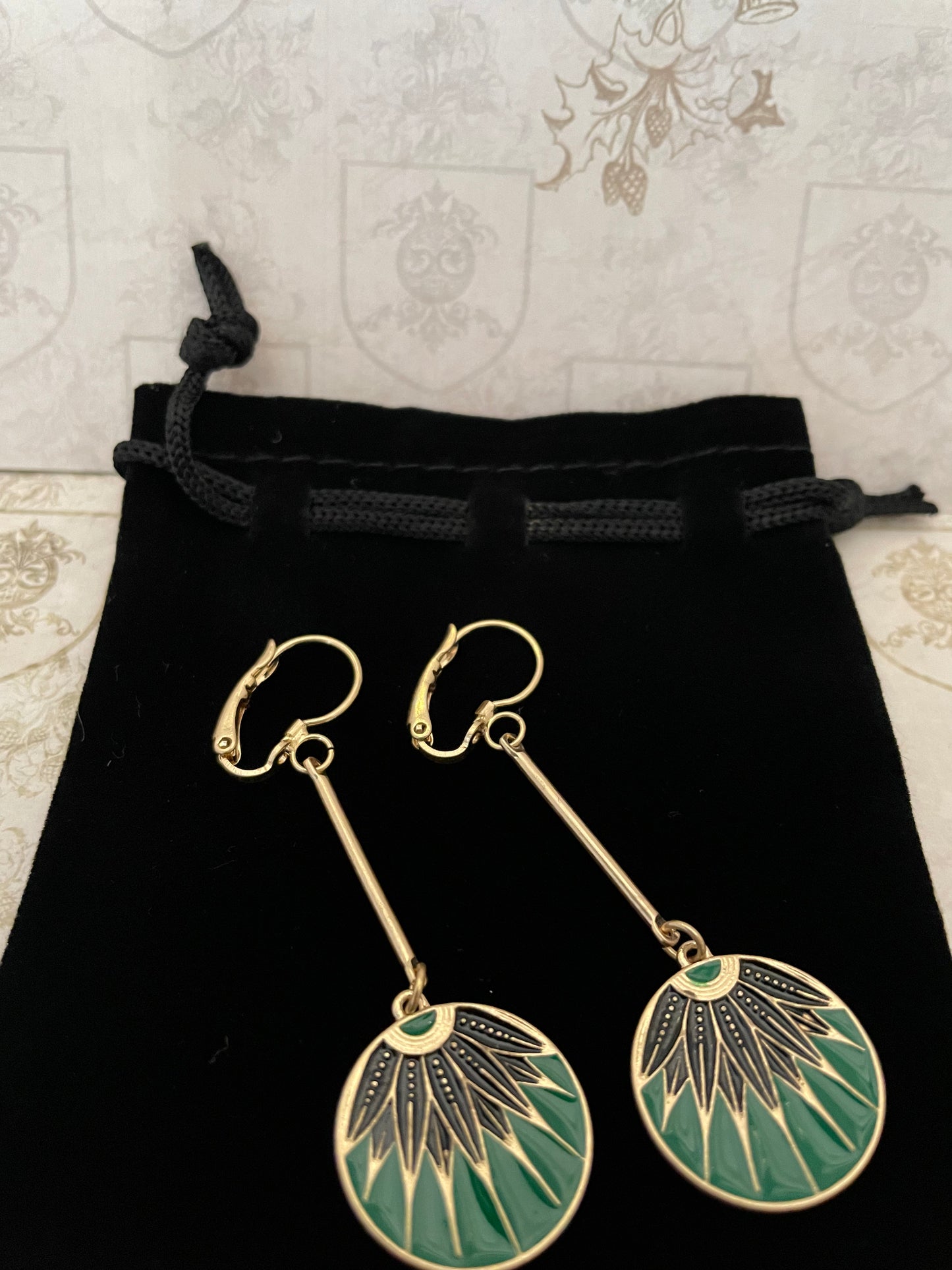 Art Deco Disc Drop Earrings