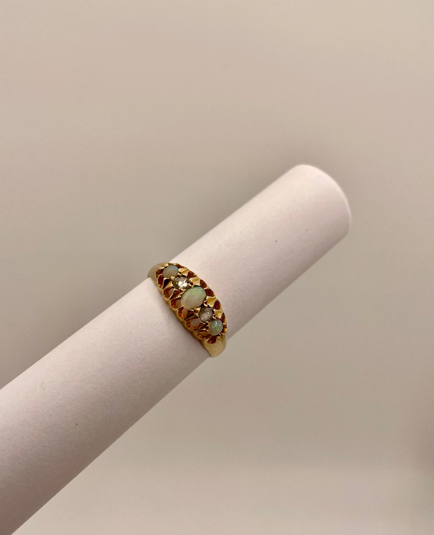 Opal and Diamond Bridge Ring