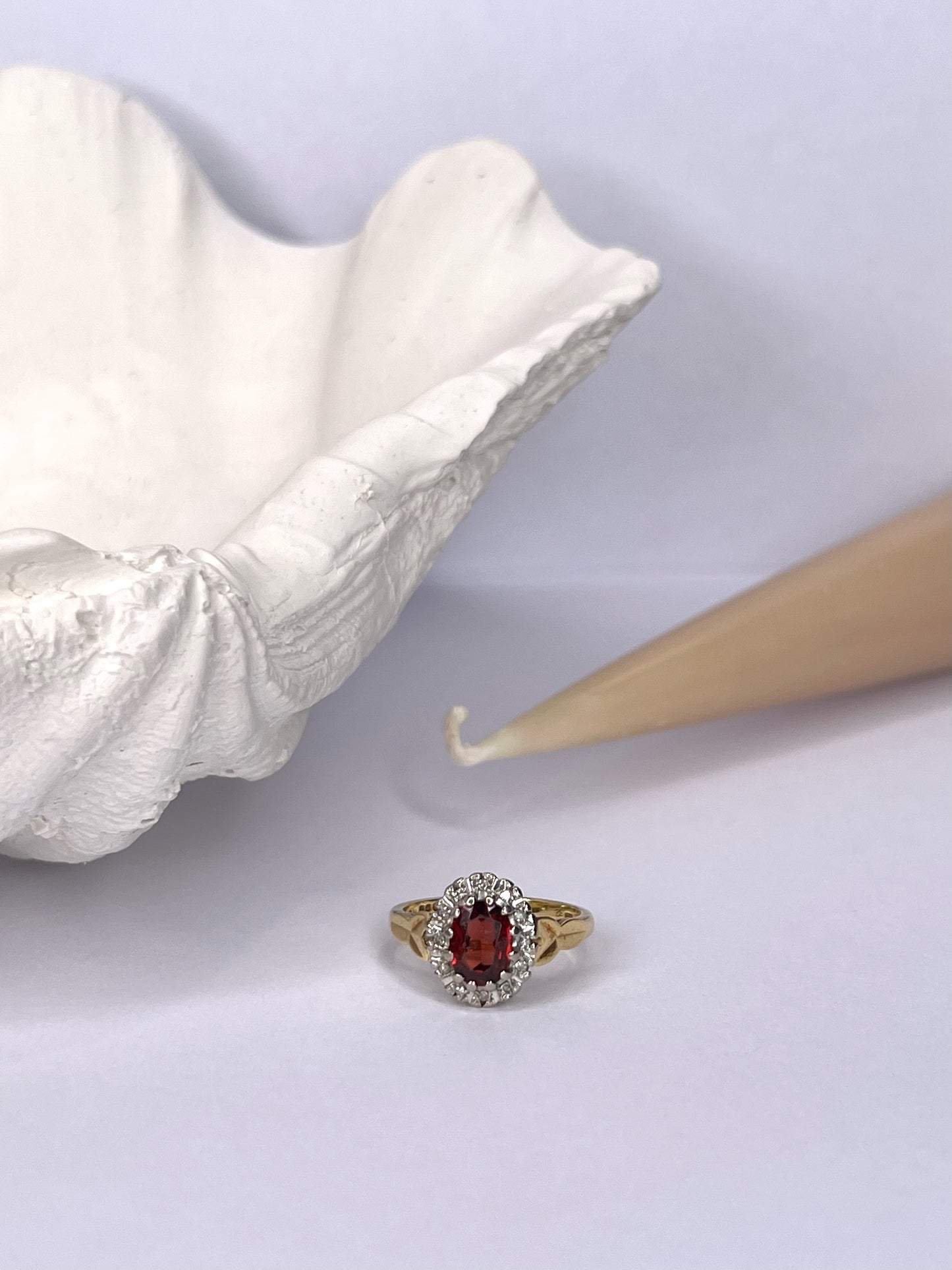 Garnet and Single Cut Diamond Cluster Ring