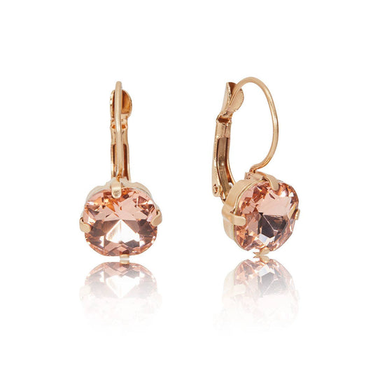 Crystal Cushion Cut Earrings In Vintage Rose