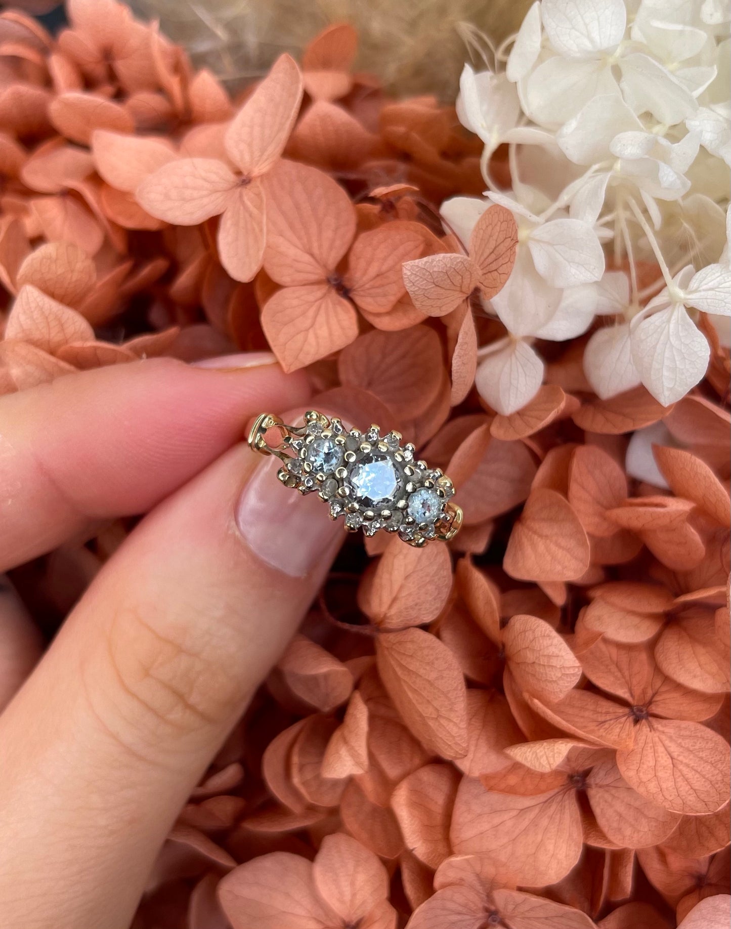 Vintage Aquamarine and Diamond Ring.