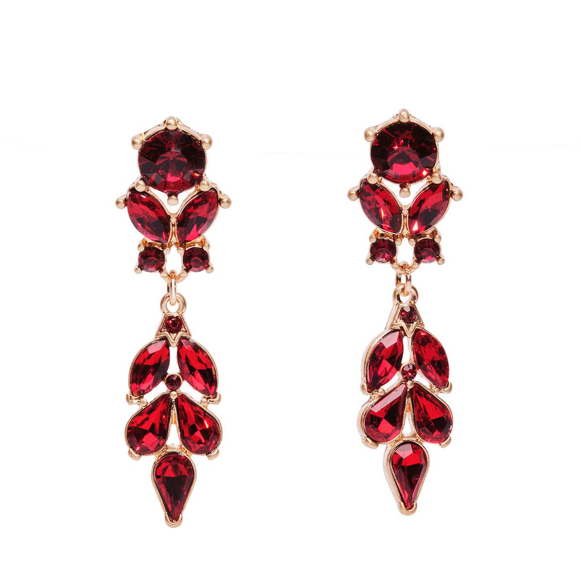 Antique Diamanté Earrings In Ruby