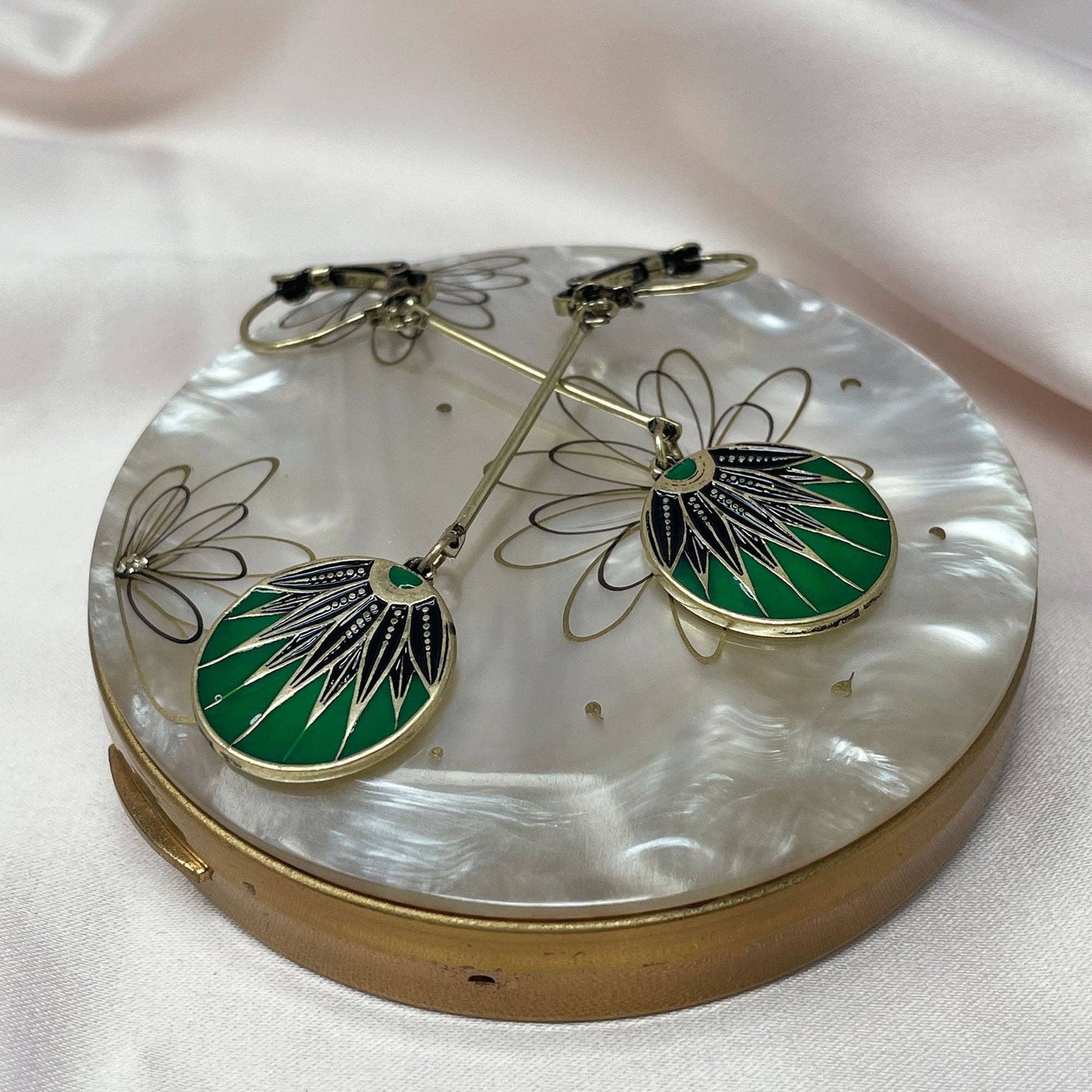 Art Deco Disc Drop Earrings