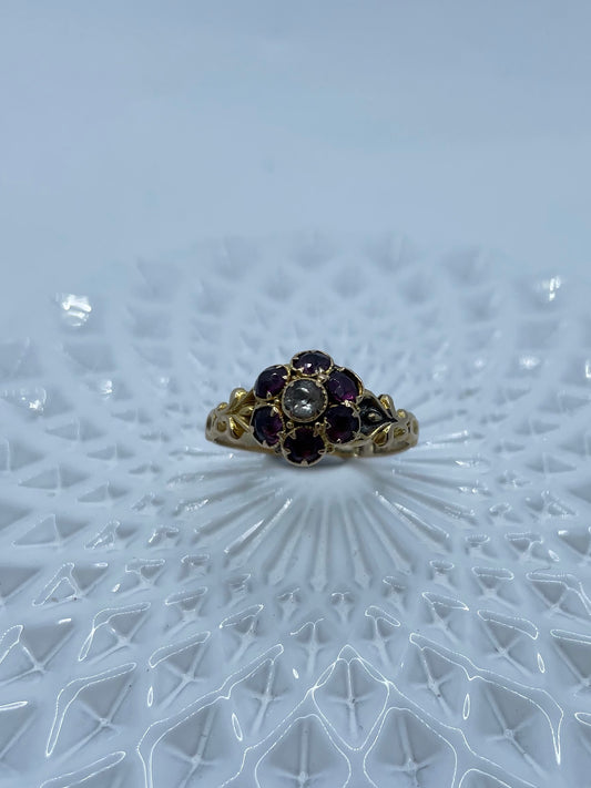 Antique Garnet Cluster Ring