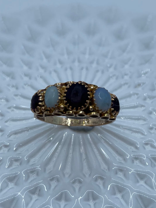 Antique Petite Opal and Garnet Ring