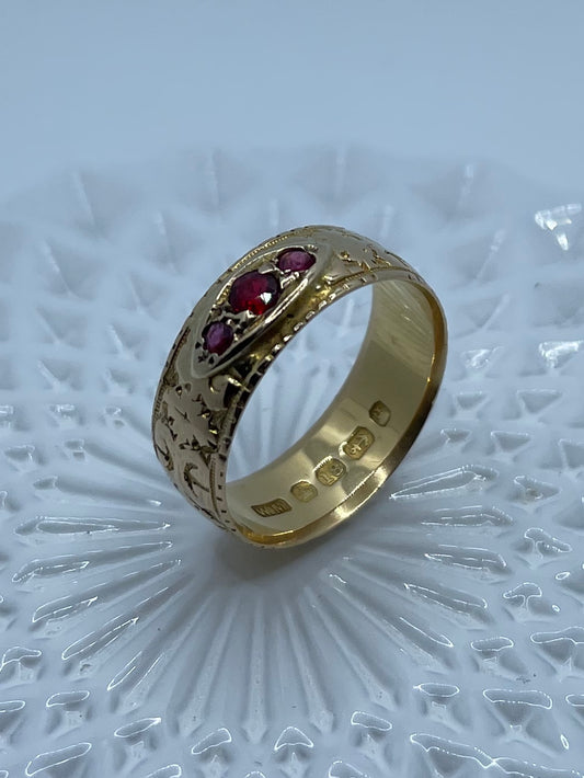 Victorian Ruby And Garnet Band Ring